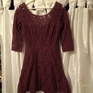 White House Black Market Maroon Lace Dress 2